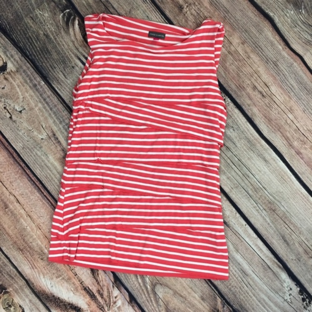 Vince Camuto orange and white striped Blouse